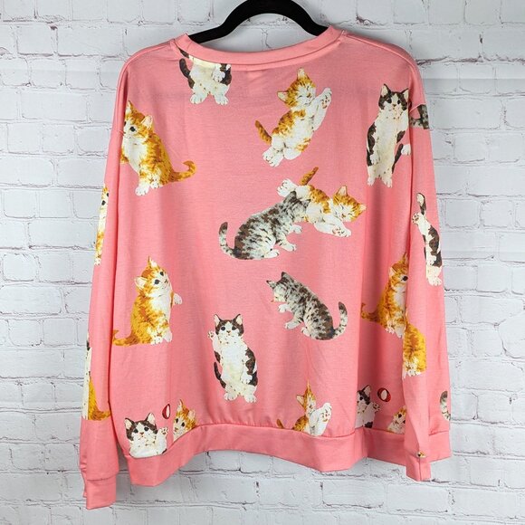 Pixie Lady Light Pink Cat/Kitten Long Sleeve Top 1X - Picture 5 of 8
